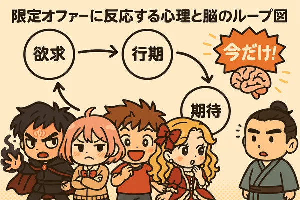 限定オファーに反応する心理と脳のループ図